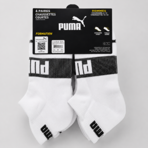 PUMA Performance Low-Cut Athletic Socks – 6 Pair Pack (White)