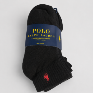 Polo Ralph Lauren Classic Sport Cushioned Crew Socks – 6 Pair Pack (Black)